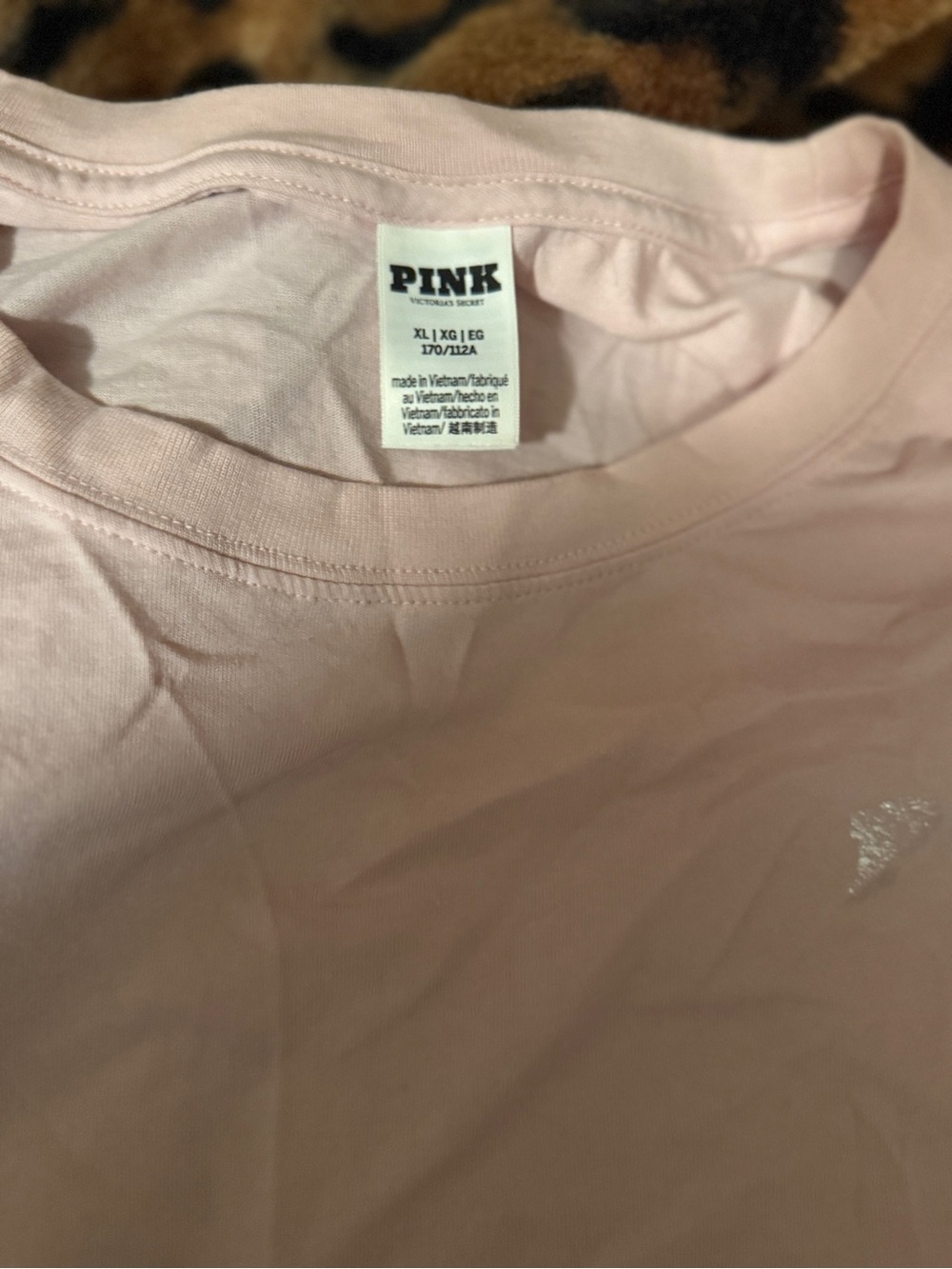 PINK Victoria's Secret Light Pink Long Sleeve Tee with Silver Glitter Logo